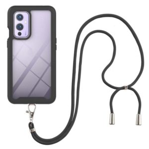 For OnePlus 9 Starry Sky Solid Color Series Shockproof PC + TPU Protective Case with Neck Strap(Black) (OEM)