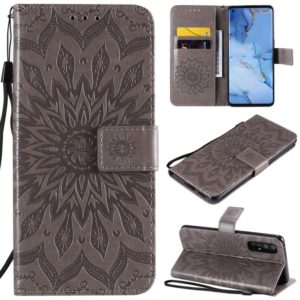 For OPPO Reno3 Pro / Find X2 Neo Sun Embossing Pattern Horizontal Flip Leather Case with Card Slot & Holder & Wallet & Lanyard(Grey) (OEM)