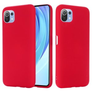 For Xiaomi Mi 11 Lite Solid Color Liquid Silicone Dropproof Full Coverage Protective Case(Red) (OEM)