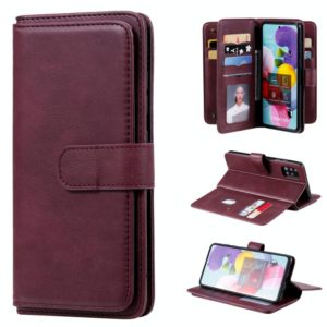 For Samsung Galaxy A51 (4G) Multifunctional Magnetic Copper Buckle Horizontal Flip Solid Color Leather Case with 10 Card Slots & Wallet & Holder & Photo Frame(Wine Red) (OEM)