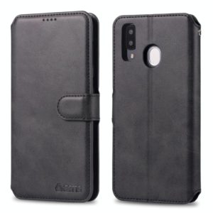 For Galaxy A20e AZNS Calf Texture Magnetic Horizontal Flip PU Leather Case with Holder & Card Slots & Photo Frame(Black) (AZNS) (OEM)