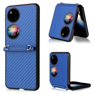 For Huawei P50 Pocket Carbon Fiber Texture PU + TPU Phone Case(Blue) (OEM)
