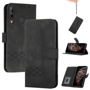 For Huawei P40 Lite E Cubic Skin Feel Flip Leather Phone Case(Black) (OEM)