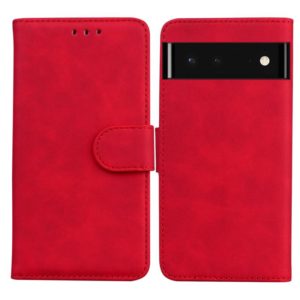 For Google Pixel 6 Skin Feel Pure Color Flip Leather Phone Case(Red) (OEM)
