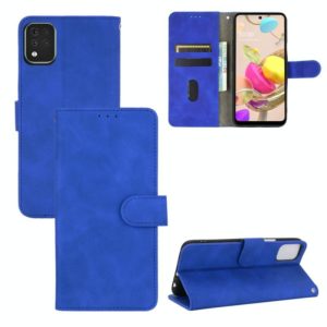 For LG K42 Solid Color Skin Feel Magnetic Buckle Horizontal Flip Calf Texture PU Leather Case with Holder & Card Slots & Wallet(Blue) (OEM)