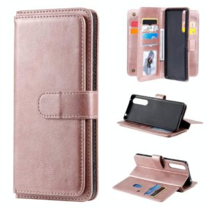 For Sony Xpeira 1 II Multifunctional Magnetic Copper Buckle Horizontal Flip Solid Color Leather Case with 10 Card Slots & Wallet & Holder & Photo Frame(Rose Gold) (OEM)
