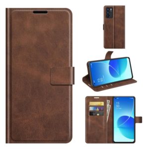 For OPPO Reno6 5G Retro Calf Pattern Buckle Horizontal Flip Leather Case with Holder & Card Slots & Wallet(Dark Brown) (OEM)