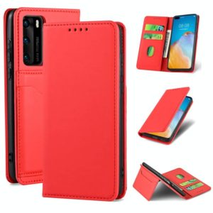 For Huawei P40 Strong Magnetism Liquid Feel Horizontal Flip Leather Case with Holder & Card Slots & Wallet(Red) (OEM)