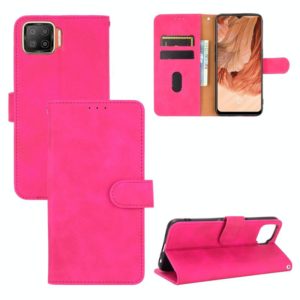 For OPPO F17 Solid Color Skin Feel Magnetic Buckle Horizontal Flip Calf Texture PU Leather Case with Holder & Card Slots & Wallet(Rose Red) (OEM)
