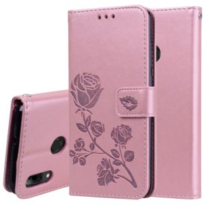 Rose Embossed Horizontal Flip PU Leather Case for Huawei P Smart 2019, with Holder & Card Slots & Wallet (Rose Gold) (OEM)