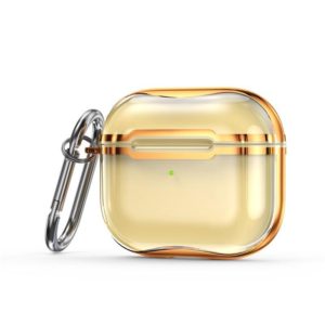Electroplating Frame + Transparent TPU Earphone Protective Case with Hook For AirPods 3(Transparent Gold + Gold) (OEM)