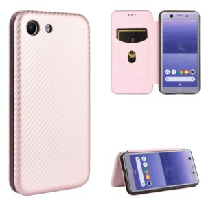 For Sony Xperia Ace Carbon Fiber Texture Horizontal Flip TPU + PC + PU Leather Case with Card Slot(Pink) (OEM)