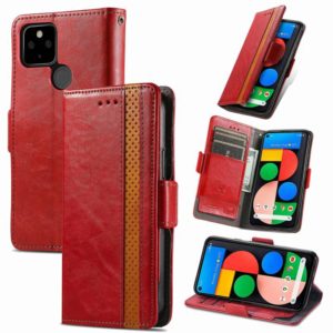 For Google Pixel 5a 5G CaseNeo Business Splicing Dual Magnetic Buckle Horizontal Flip PU Leather Case with Holder & Card Slots & Wallet(Red) (OEM)
