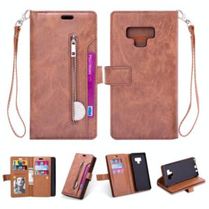 For Samsung Galaxy Note9 Multifunctional Zipper Horizontal Flip Leather Case with Holder & Wallet & 9 Card Slots & Lanyard(Brown) (OEM)