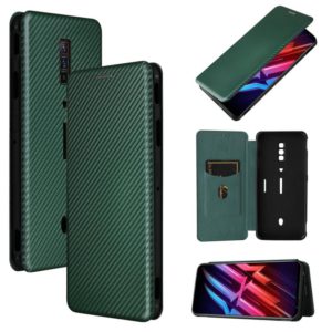 For ZTE nubia Red Magic 6 / 6 Pro Carbon Fiber Texture Horizontal Flip TPU + PC + PU Leather Case with Card Slot(Green) (OEM)