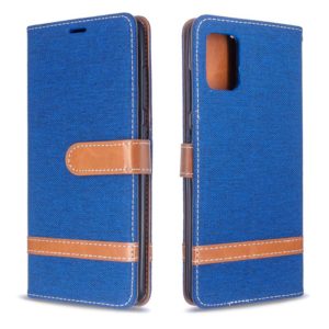 For Galaxy A51 Color Matching Denim Texture Horizontal Flip PU Leather Case with Holder & Card Slots & Wallet & Lanyard(Blue) (OEM)