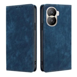 For Honor X40i RFID Anti-theft Brush Magnetic Leather Phone Case(Blue) (OEM)