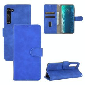 For Motorola Moto Edge Solid Color Skin Feel Magnetic Buckle Horizontal Flip Calf Texture PU Leather Case with Holder & Card Slots & Wallet(Blue) (OEM)