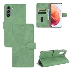 For Samsung Galaxy S21 FE Solid Color Skin Feel Magnetic Buckle Horizontal Flip Calf Texture PU Leather Case with Holder & Card Slots & Wallet(Green) (OEM)