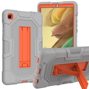 For Samsung Galaxy Tab A7 Lite T220 / T225 Contrast Color Robot Shockproof Silicone + PC Protective Case with Holder(Grey Orange) (OEM)