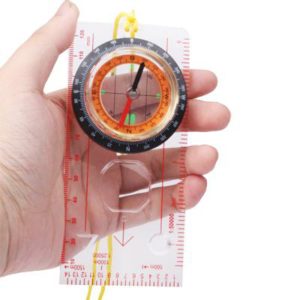 2 in 1 Compass with Map Measuring Ruler Lanyard Emergency Survival Tool(Transparent) (OEM)