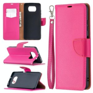 For Xiaomi Poco X3 Litchi Texture Pure Color Horizontal Flip Leather Case with Holder & Card Slots & Wallet & Lanyard(Rose Red) (OEM)