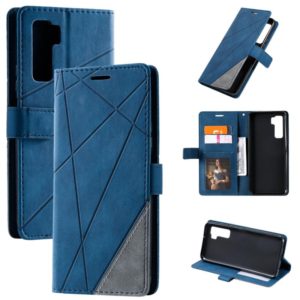 For Huawei nova 7 SE Skin Feel Splicing Horizontal Flip Leather Case with Holder & Card Slots & Wallet & Photo Frame(Blue) (OEM)
