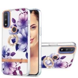 For Motorola Moto G Pure Ring IMD Flowers TPU Phone Case(Purple Begonia) (OEM)