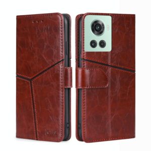For OnePlus Ace/10R Geometric Stitching Horizontal Flip TPU + PU Leather Phone Case(Dark Brown) (OEM)