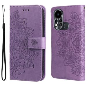 For Infinix Hot 11S 7-petal Flowers Embossed Flip Leather Phone Case(Light Purple) (OEM)