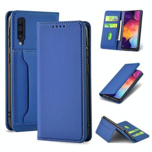 For Samsung Galaxy A50 Strong Magnetism Liquid Feel Horizontal Flip Leather Case with Holder & Card Slots & Wallet(Blue) (OEM)