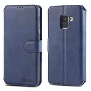 For Galaxy A6 2018 AZNS Calf Texture Magnetic Horizontal Flip PU Leather Case with Holder & Card Slots & Photo Frame(Blue) (AZNS) (OEM)