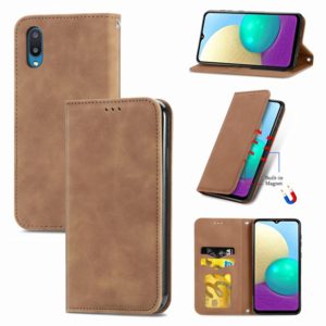 For Samsung Galaxy A02 Retro Skin Feel Business Magnetic Horizontal Flip Leather Case with Holder & Card Slots & Wallet & Photo Frame(Brown) (OEM)