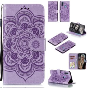 For Galaxy A11 Mandala Embossing Pattern Horizontal Flip PU Leather Case with Holder & Card Slots & Walle & Lanyard(Purple) (OEM)