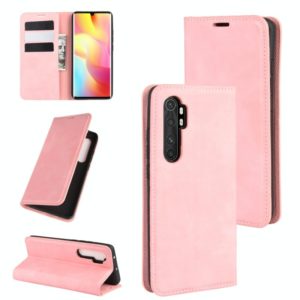 For Xiaomi Mi Note 10 Lite Retro-skin Business Magnetic Suction Leather Case with Holder & Card Slots & Wallet(Pink) (OEM)