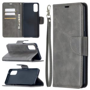 For OPPO Reno4 5G Retro Lambskin Texture Pure Color Horizontal Flip PU Leather Case with Holder & Card Slots & Wallet & Lanyard(Grey) (OEM)