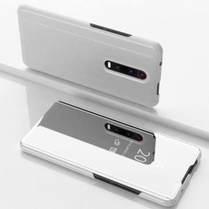 For OnePlus 8 Plated Mirror Horizontal Flip Leather Case with Holder(Silver) (OEM)
