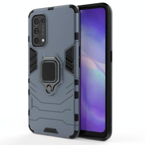For OPPO Reno5 PC + TPU Shockproof Protective Case with Magnetic Ring Holder(Navy Blue) (OEM)