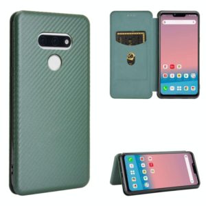 For LG Style 3 L-41 Carbon Fiber Texture Horizontal Flip TPU + PC + PU Leather Case with Card Slot(Green) (OEM)