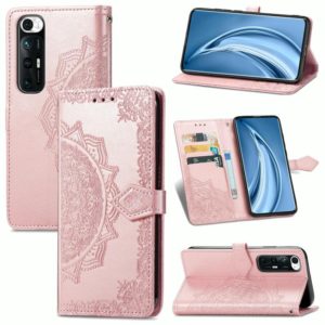 For Xiaomi Mi 10S Mandala Flower Embossed Horizontal Flip Leather Case with Bracket / Card Slot / Wallet / Lanyard(Rose Gold) (OEM)