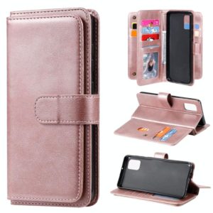 For Samsung Galaxy A31 / A315 Multifunctional Magnetic Copper Buckle Horizontal Flip Solid Color Leather Case with 10 Card Slots & Wallet & Holder & Photo Frame(Rose Gold) (OEM)