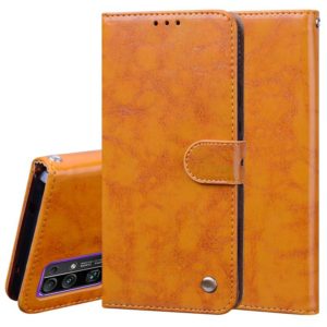For Huawei Honor 30 Business Style Oil Wax Texture Horizontal Flip Leather Case with Holder & Card Slots & Wallet(Yellow) (OEM)