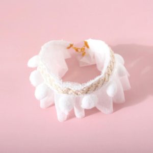 Lace Pet Adjustable Collar Cat Dog Photo Accessories, Size:M 25-30cm(White) (OEM)