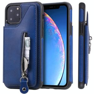 For iPhone 11 Pro Solid Color Double Buckle Zipper Shockproof Protective Case(Blue) (OEM)