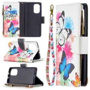 For Xiaomi Mi 11i / Poco F3 / Redmi K40 / K40 Pro Colored Drawing Pattern Zipper Horizontal Flip Leather Case with Holder & Card Slots & Wallet(Two Butterflies) (OEM)