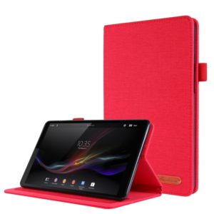 For Lenovo Tab M8 Horizontal Flip TPU + Fabric PU Leather Protective Case with Name Card Clip(Red) (OEM)
