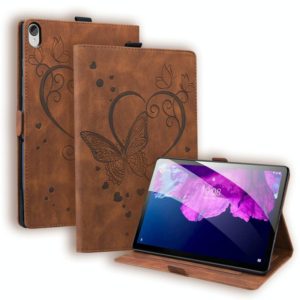 For Lenovo Tab P11 TB-J606F Love Butterfly Pattern Horizontal Flip Leather Case with Holder(Brown) (OEM)