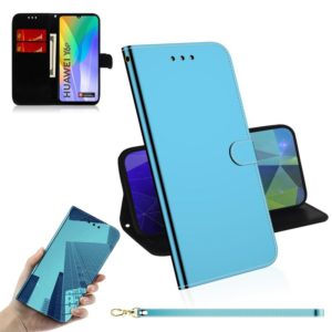 For Huawei Y6p Lmitated Mirror Surface Horizontal Flip Leather Case with Holder & Card Slots & Wallet & Lanyard(Blue) (OEM)