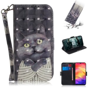 3D Coloured Drawing Horizontal Flip Leather Case with Holder & Card Slots & Wallet For Redmi Note 7(Embrace Cat) (OEM)