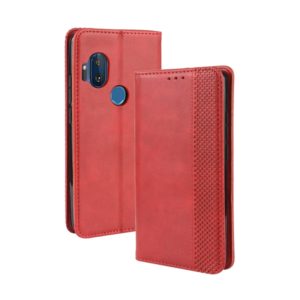 For Motorola One Hyper Magnetic Buckle Retro Crazy Horse Texture Horizontal Flip Leather Case with Holder & Card Slots & Photo Frame(Red) (OEM)